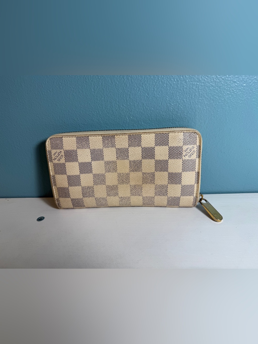 Authentic Louis Vuitton Damier Azur Zip-Around Continental Wallet